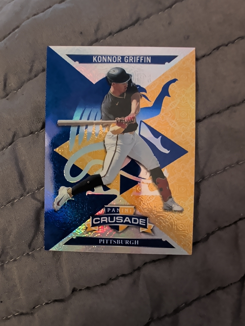 Konnor Griffin- 2025 Panini Crusade #9 Blue & Gold Yellow SP Prizm Pirates